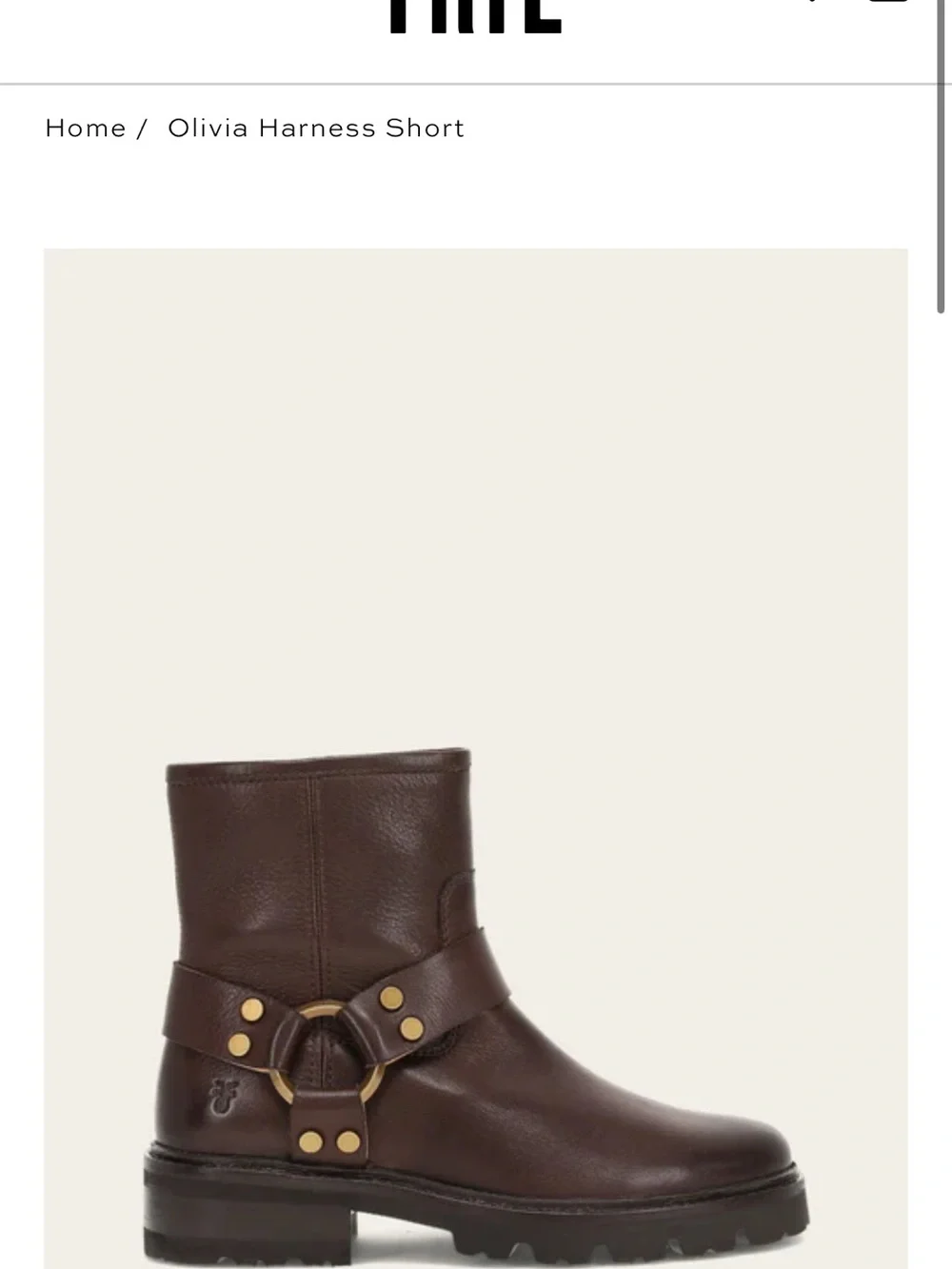 FRYE NWT Olivia Harness Short Boot - Dark Brown Women’s Leather Boot in box